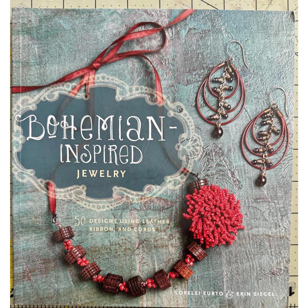 bohemian inspired vintage craft book‎ leather ribbon cord jewelry making guide